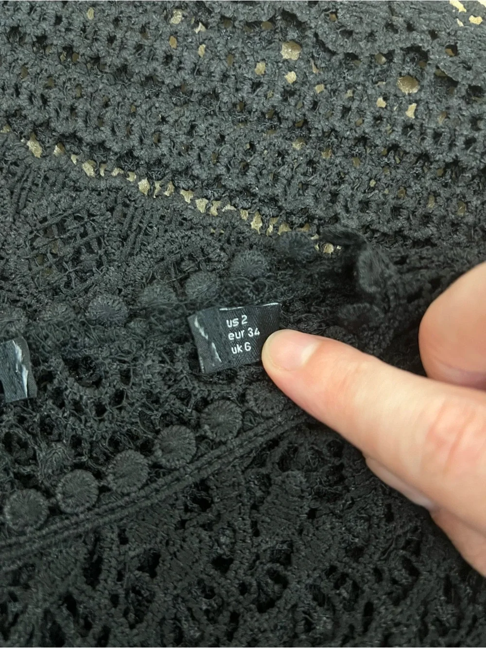 Zara Black Crochet Lace Long Sleeve Blouse Sheer Balloon Sleeve Top 2 Whimsigoth